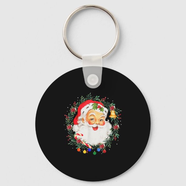 Merry Christmas Santa Claus Nk Afro African Americ Key Ring (Front)