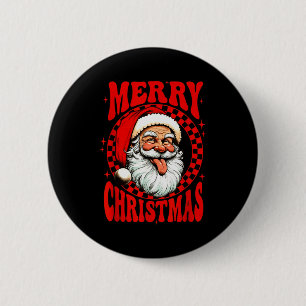 Merry Christmas Santa Claus Noel Funny Checker Mat 6 Cm Round Badge