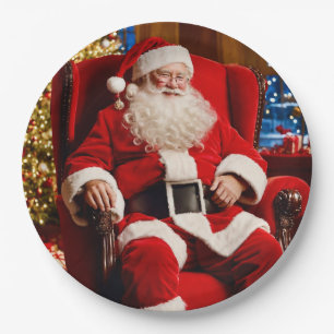 Merry Christmas Santa Claus Paper Plate