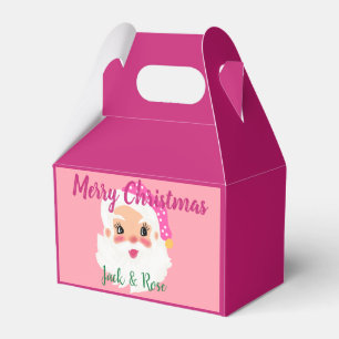 Merry Christmas Santa Claus pink retro customise Favour Box