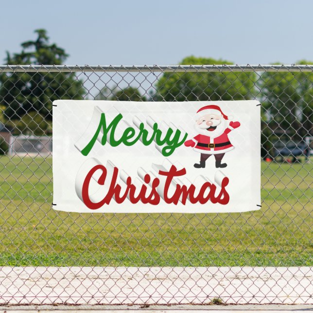 Merry Christmas Santa Claus red green script Banner (Insitu)