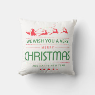 Merry Christmas Santa Claus Reindeer   Christmas Cushion