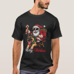 Merry Christmas Santa Claus Riding a German Shephe T-Shirt<br><div class="desc">Merry Christmas Santa Claus Riding a German Shepherd</div>