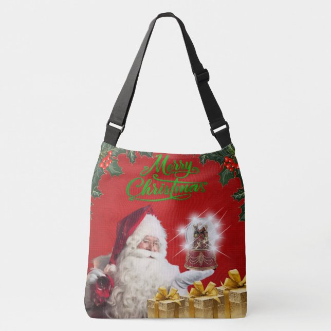 Merry Christmas Santa Claus Snow Globe  Crossbody Bag (Front)