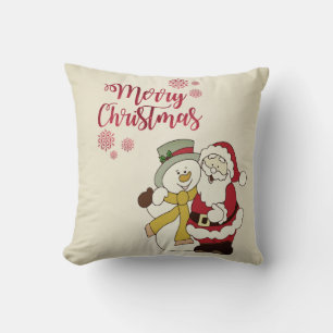 Merry Christmas,Santa Claus,Snowman Cushion