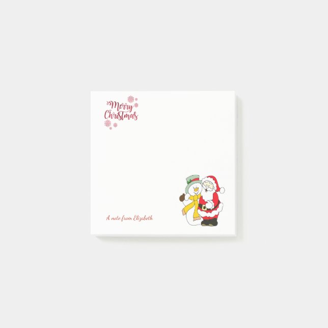 Merry Christmas,Santa Claus,Snowman-Personalised Post-it Notes (Front)