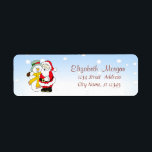 Merry Christmas,Santa Claus,Snowman Return Address Label<br><div class="desc">Santa Claus with snowman on blue  background. An elegant and sophisticated designe.Costumize with your name and address details.</div>