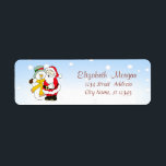 Merry Christmas,Santa Claus,Snowman Return Address Label<br><div class="desc">Santa Claus with snowman on blue  background. An elegant and sophisticated designe.Costumize with your name and address details.</div>