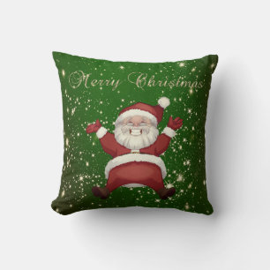 Merry Christmas,Santa Claus,Sparkles,Green Cushion