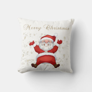 Merry Christmas,Santa Claus,Sparkles,White Cushion