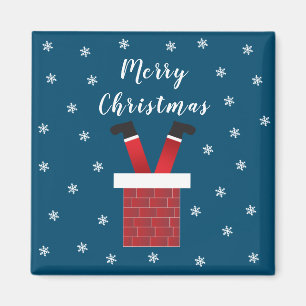 Merry Christmas Santa Claus Stuck In A Chimney Magnet