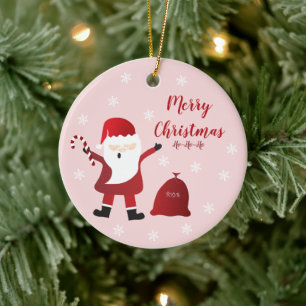 Merry Christmas Santa Claus Toy Bag Ceramic Ornament