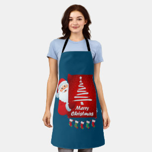Merry Christmas Santa Claus Tree Stokings X-mas Apron