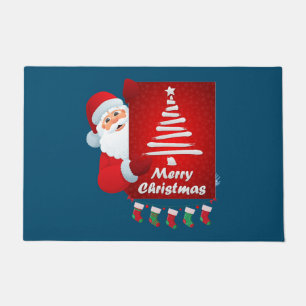 Merry Christmas Santa Claus Tree Stokings X-mas Doormat