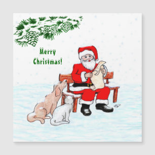 Merry Christmas! Santa Claus with Cat and Dog
