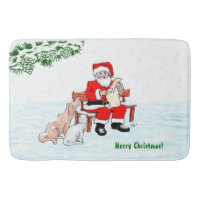 Merry Christmas! Santa Claus with Cat and Dog