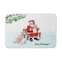 Merry Christmas! Santa Claus with Cat and Dog
