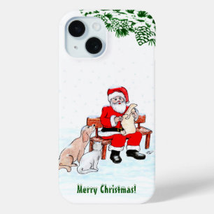 Merry Christmas - Santa Claus with Cat and Dog Cas iPhone 15 Case