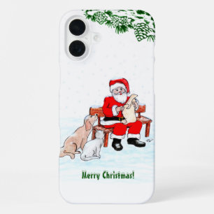 Merry Christmas - Santa Claus with Cat and Dog Cas iPhone 16 Plus Case