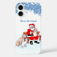 Merry Christmas - Santa Claus with Cat and Dog