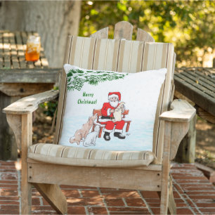 Merry Christmas! Santa Claus with Cat and Dog Cushion