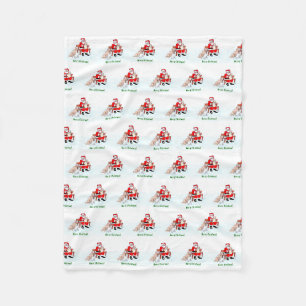 Merry Christmas! Santa Claus with Cat and Dog Fleece Blanket