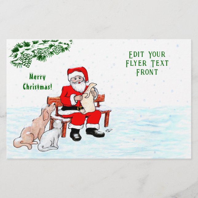 Merry Christmas! Santa Claus with Cat and Dog Flyer (Front)