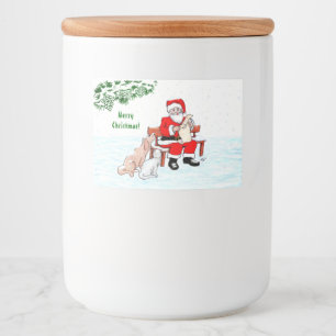 Merry Christmas! Santa Claus with Cat and Dog Food Label
