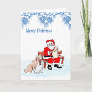 Merry Christmas - Santa Claus with Cat and Dog Holiday Card