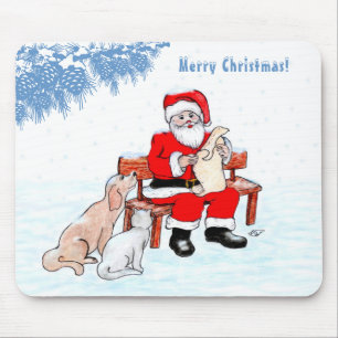 Merry Christmas - Santa Claus with Cat and Dog Mouse Pad