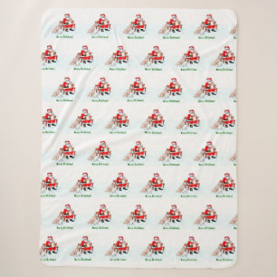 Merry Christmas! Santa Claus with Cat and Dog Sherpa Blanket
