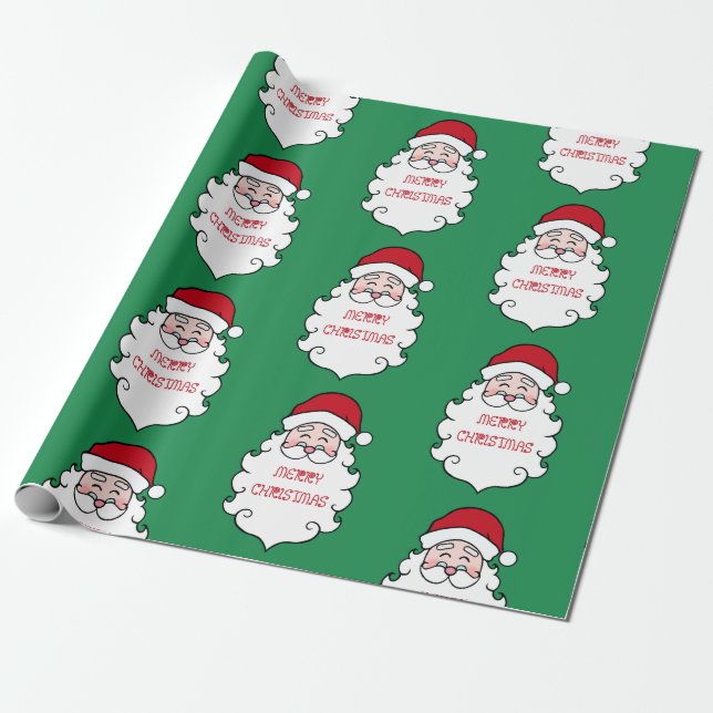Merry Christmas Santa Claus Wrapping Paper (Unrolled)