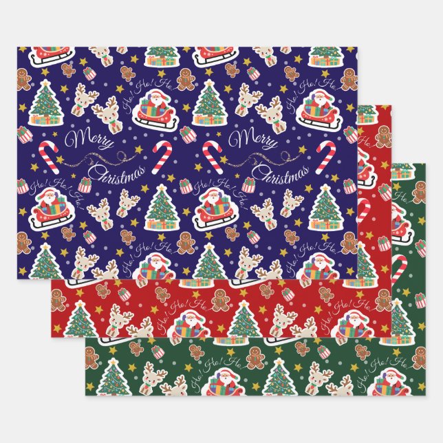 Merry Christmas Santa Claus Wrapping Paper  (Set)