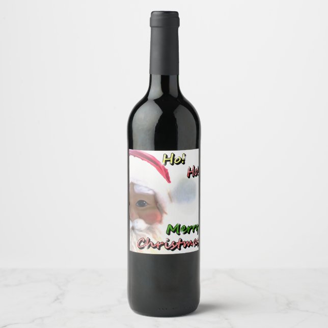 Merry Christmas Santa Clause Wine Label (Front)