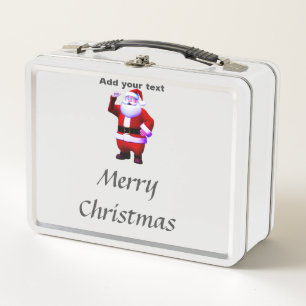 Merry Christmas Santa clauz art add your name text Metal Lunch Box