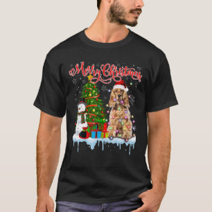 Merry Christmas Santa Cocker Spaniel Light Xmas Tr T-Shirt