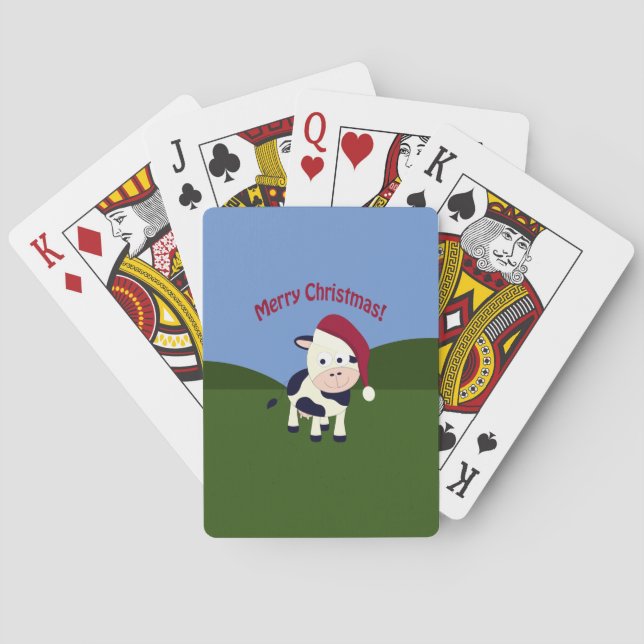 Merry Christmas Santa Cow Playing Cards (Back)