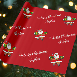 Merry Christmas Santa Custom Name Personalised Wrapping Paper