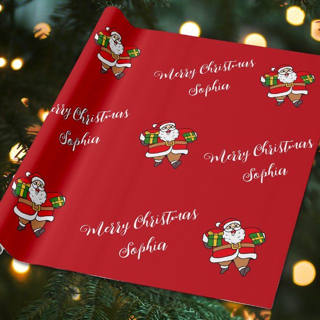 Merry Christmas Santa Custom Name Personalised Wrapping Paper (Creator Uploaded)