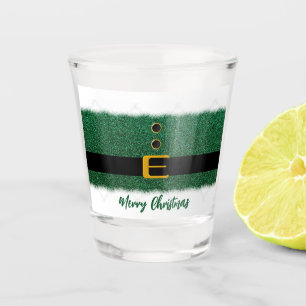 Merry Christmas-Santa-Dazzling Green Suit- Shot Glass
