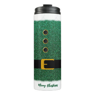 Merry Christmas-Santa-Dazzling Green- Thermal Tumbler