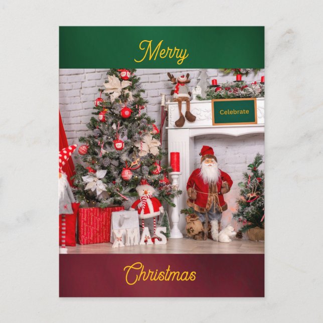Merry Christmas Santa Decorations Postcard (Front)