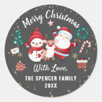 Merry Christmas Santa Deer Snowman Holiday