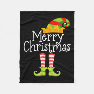 Merry Christmas Santa Elf Squad Reindeer Funny Xma Fleece Blanket