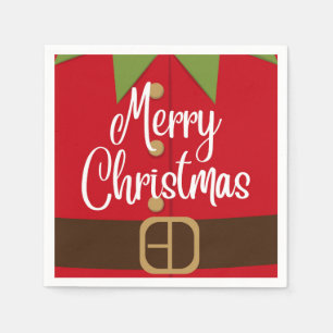 Merry Christmas Santa Elf Suit Napkin