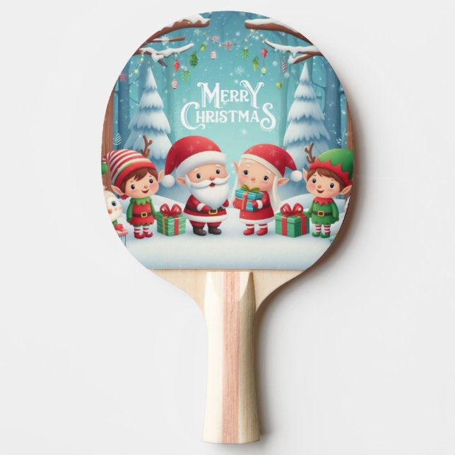 Merry Christmas/santa/elves snow Ping Pong Paddle (Front)
