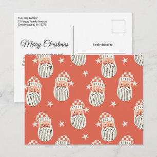 Merry Christmas - Santa Face nursery winter Star  Postcard