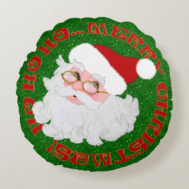 Merry Christmas Santa Face-ROUND PILLOW (Front)