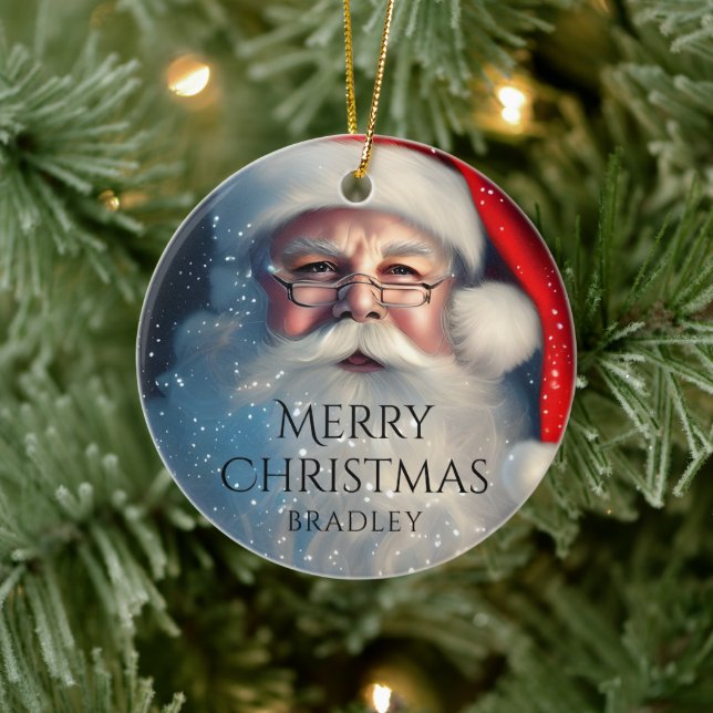 Merry Christmas Santa Festive Winter Holidays  Ceramic Ornament (Tree)