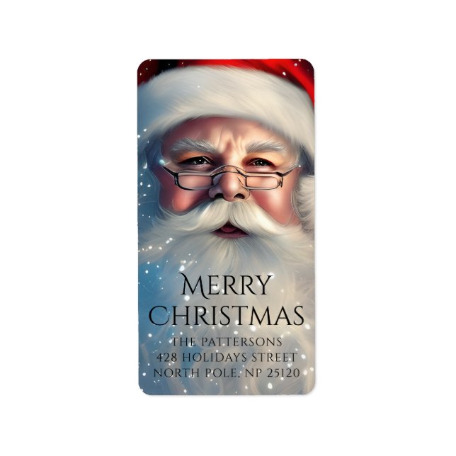 Merry Christmas Santa Festive Winter Holidays Label (Front)
